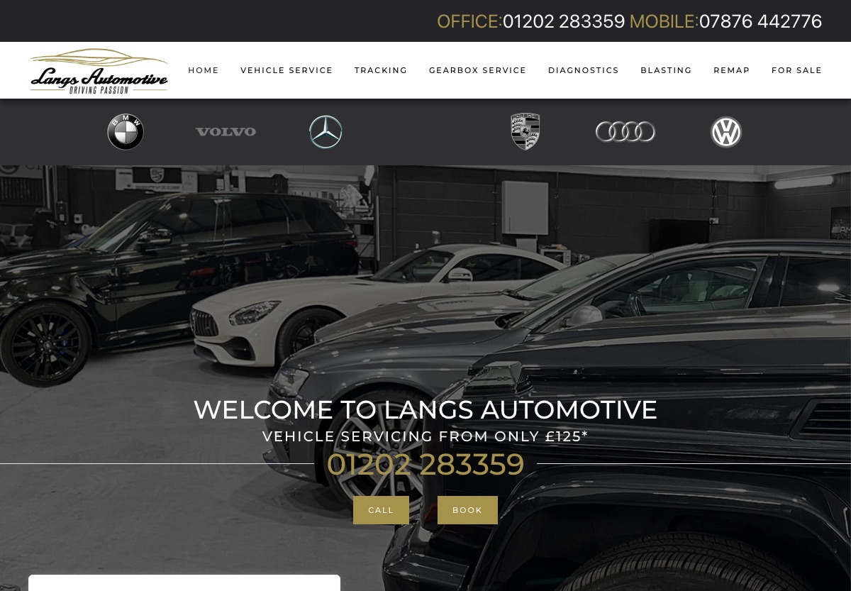 Langs Automotive garage website