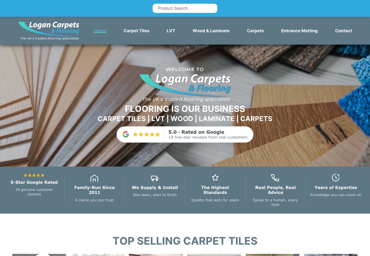 Logan Carpets and Flooring ecommerce website